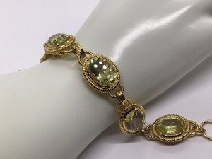 Authentic 21 ct Lemon Quartz Tennis Bracelet Yellow Gold Plated Over Oval 7.5