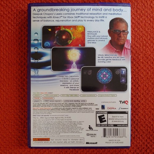 Deepak Chopra's Leela (Microsoft Xbox 360, 2011) Complete with Manual - Tested - Picture 3 of 3