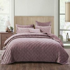 Tache Luxury Velvet Diamond Tufted Coverlet Bedspread Purple Mauve Boho Bedroom