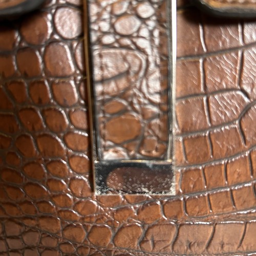 Christian Soriano Brown Croc Embossed Leather Handbag Minor Flaw On Silver Front - Picture 5 of 16