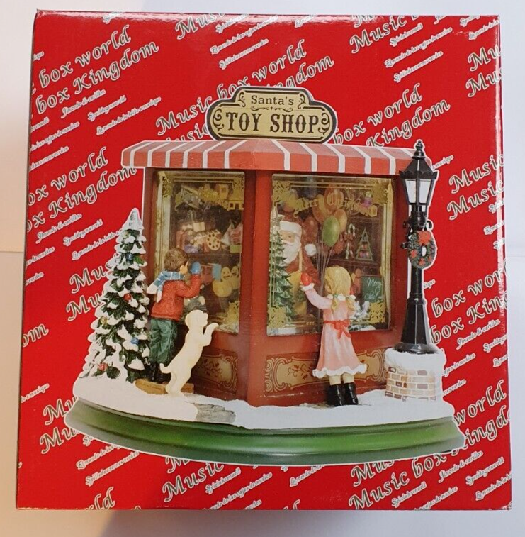 Santas Toy Shop Music Box 8 Christmas Carols Collectable Gift