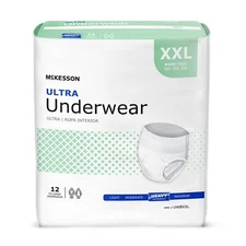 McKesson Ultra Adult Absorbent Underwear, Pull On 2X-L Heavy Absorb, Bag of 12