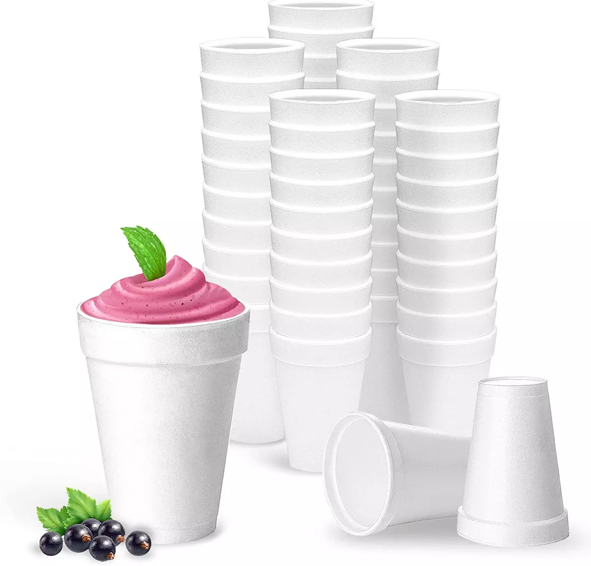 16 Oz Disposable Styrofoam Cups (50 Pack), White Foam Cup Insulates Hot &  Cold B