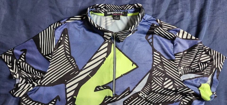 SIMPLICITE by Jamie Sadock Color Blue Lime Black Short Sleeve Golf Shirt Size XL - Image 2 of 4