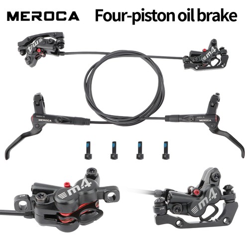 MEROCA 4-Piston Caliper Hydraulic Disc Brake Lever Set Front Rear 800/1400mm - Picture 2 of 11