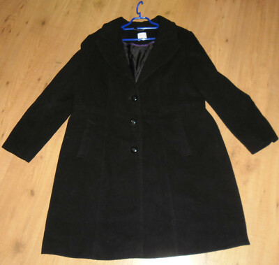 Wool Coat - Coat by Alba Moda Size 48 in Black Unworn 