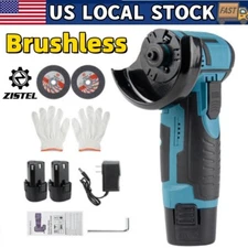 12V Brushless Cordless Angle Grinder Set with Li-ion Battery & Charger & Discs