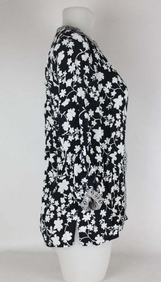 Blusa Mujer Talla 10 UK Laura Ashley Mangas 3/4 Blanco y Negro Artículo Foto 3 de 4