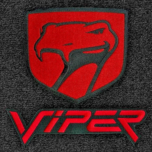 Alfombrillas Lloyd VELOURTEX negras con logotipos rojos Dodge Viper R/T-10 1992 a 2002 Foto 2 de 4