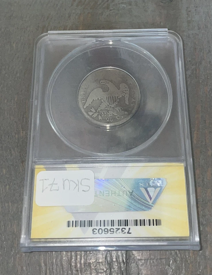 1832 Capped Bust Quarter ANACS AG3 - Cleaned - Rare Key Date - Graded - SKU 71 - Image 2 of 2