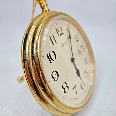 Seiko Desk/Table Alarm Clock Oversized Pocket Watch Metal Case QQ
