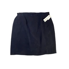 Vintage Josephine Chaus 100% Silk Navy Blue Classic Striaght Short Skirt NWT 24