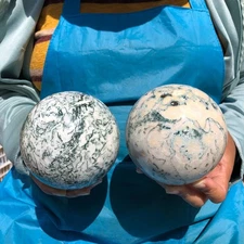 5.3LB 2pcs Natural aquatic plant agate ball, water grass moss agate ball