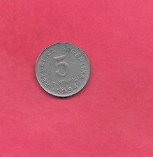 ARGENTINA KM50 1954 VF-VERY FINE CIRCULATED OLD ANTIQUE 5 CNETAVOS COIN