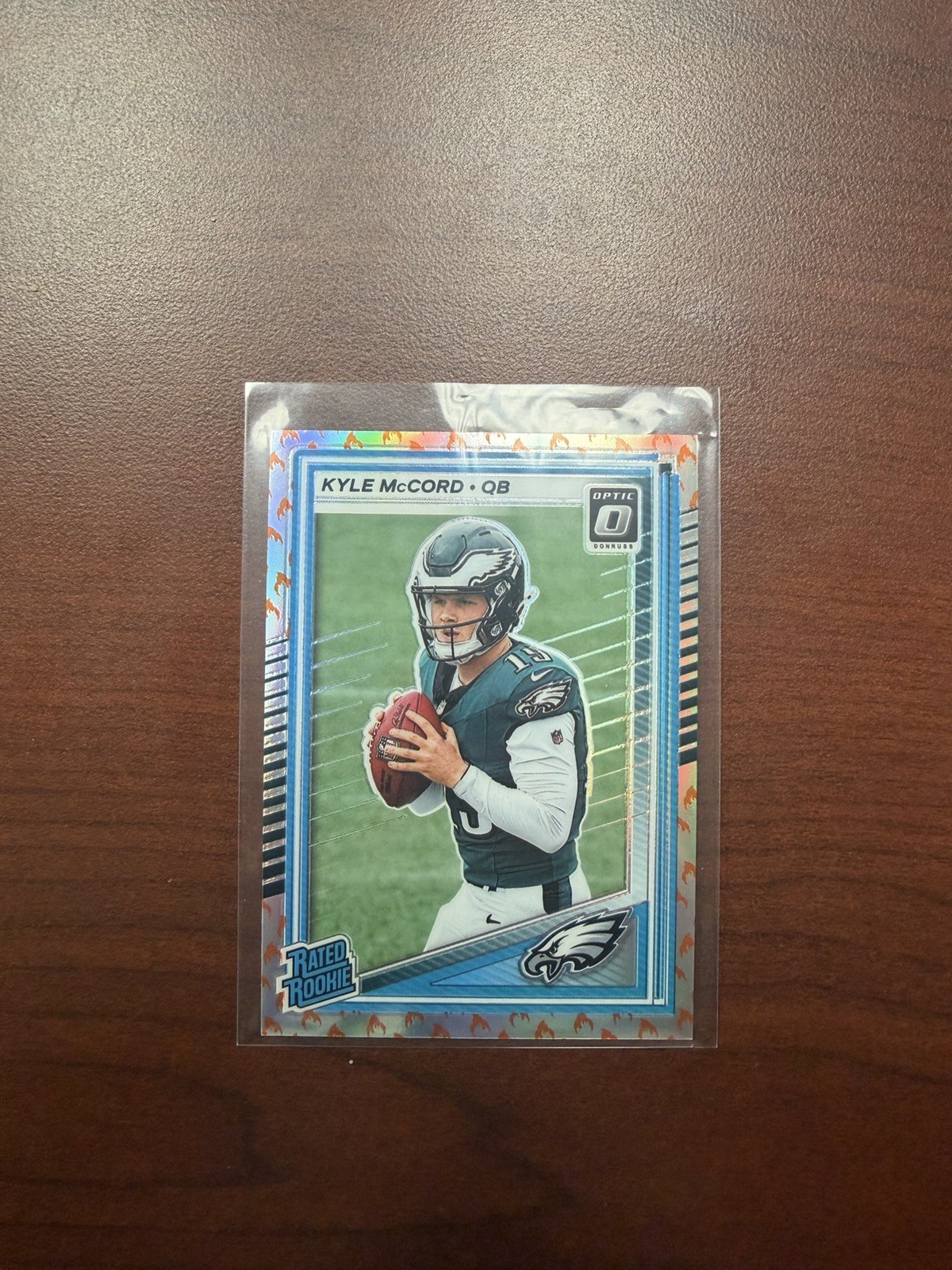 2025 Panini Donruss Optic Kyle McCord Rated Rooked FIRE EMOJI 283 Eagles SSP