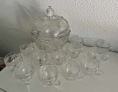 WMF Bowle Service Set mit 12 Gläsern und Schöpfkelle