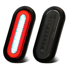 2Pcs Smoked lens 6" Inch Oval 52 LEDs Halo Combination White/Red Trailer ligh...