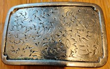 Vintage Women's Silver Plated Flower Pattern Belt Buckle