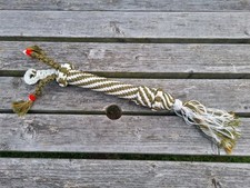 Tiller Tassel Wall Hanging Brass Handmade Bell Boat 21" Rope Narrowboat Green