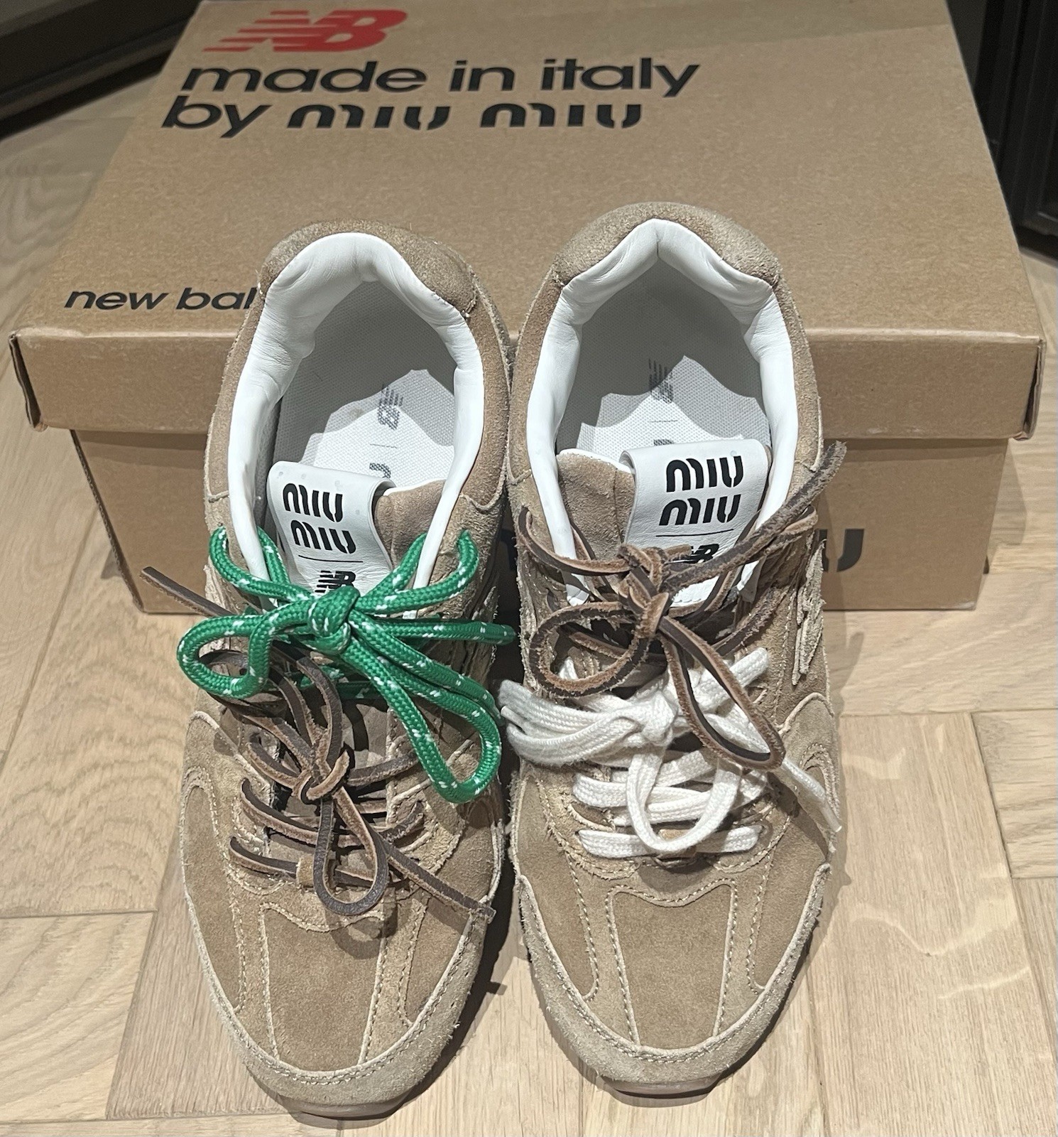 New Balance x Miu Miu Sneaker Donna Beige EU 37 Lacci Gomma Made in Italy