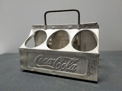 Vintage 1950s Coca-Cola Metal 6 Pack Bottle Carrier Coke Caddy Aluminum Holder