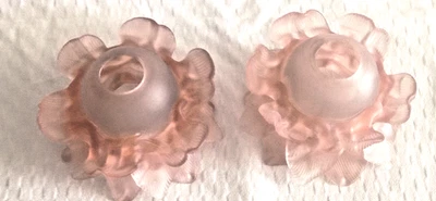 2 TULIPES PETALES DE ROSE COULEUR ROSE PATE DE VERRE XX EME - Photo 1/4