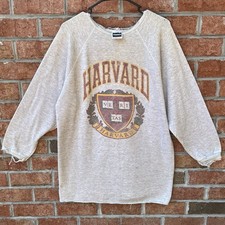Vintage Harvard Oversized Sweatshirt Gray One Size Fits All Distressed Faded XL