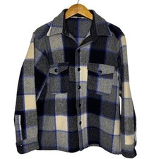 Vintage Woolrich Wool Shirt/Jacket Mens Large Blue Plaid