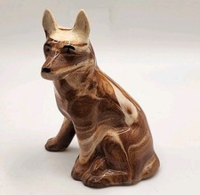 German Shepherd Figurine Clay Ceramic Marble Glazed Dog Art Pottery