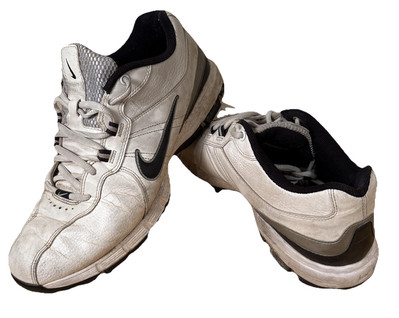 Nike Mens 9.5 Zoom Trophy Golf Shoes White On White Leather EU43