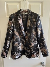 ALICE OLIVIA Size 8 Macey Bird Floral Blazer Jacket Made In USA