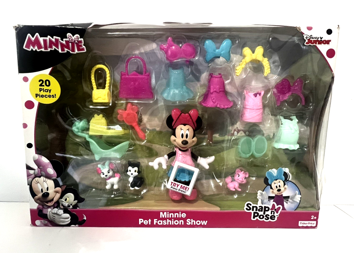 DISNEY JR MINNIE MOUSE PET FASHION SHOW SNAP N' POSE 20 PC PLAY