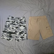 Wonder Nation Youth Boys Stretch Camo Print Beige Tan Cargo Shorts Size 14/16