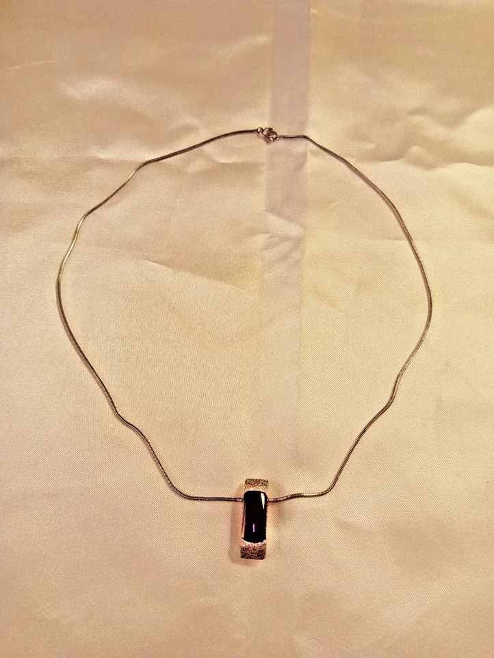 Collana in argento 925 con ciondolo di pietra ametista nuovo mai usato - Immagine 2 di 4