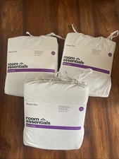 Room Essentials Twin/Twin XL Sheets 3-Pc Set  Microfiber White/gary Lots Of 3
