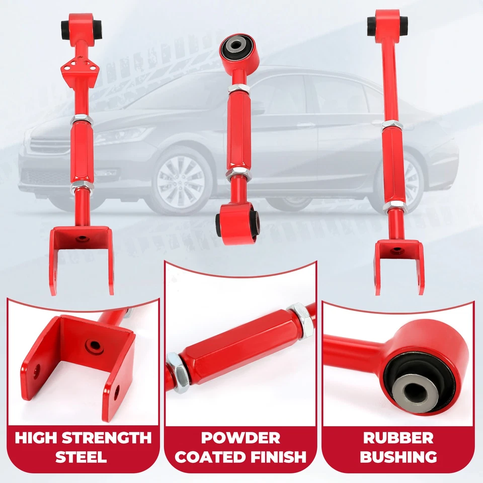 Red Steel Front Ball Joint Rear Camber Control Arm Kit For Accord TL TSX 08-13 - Image 4 of 4