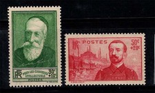 France 1937 Yv. 343-344 Neuf ** 100% Intellectuels au chômage, célébrités
