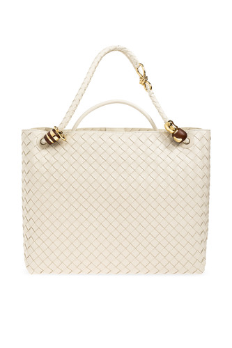 BOTTEGA VENETA Andiamo Large White Leather Top Handle Bag New & Authentic