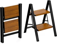 Step Ladder, Lightweight Aluminum Folding Step Stool with Anti-Slip Wide Pedal..