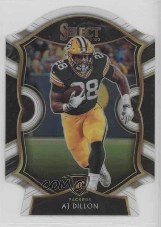 2020 Panini Select Concourse White Prizm Die-Cut AJ Dillon #65 16wc