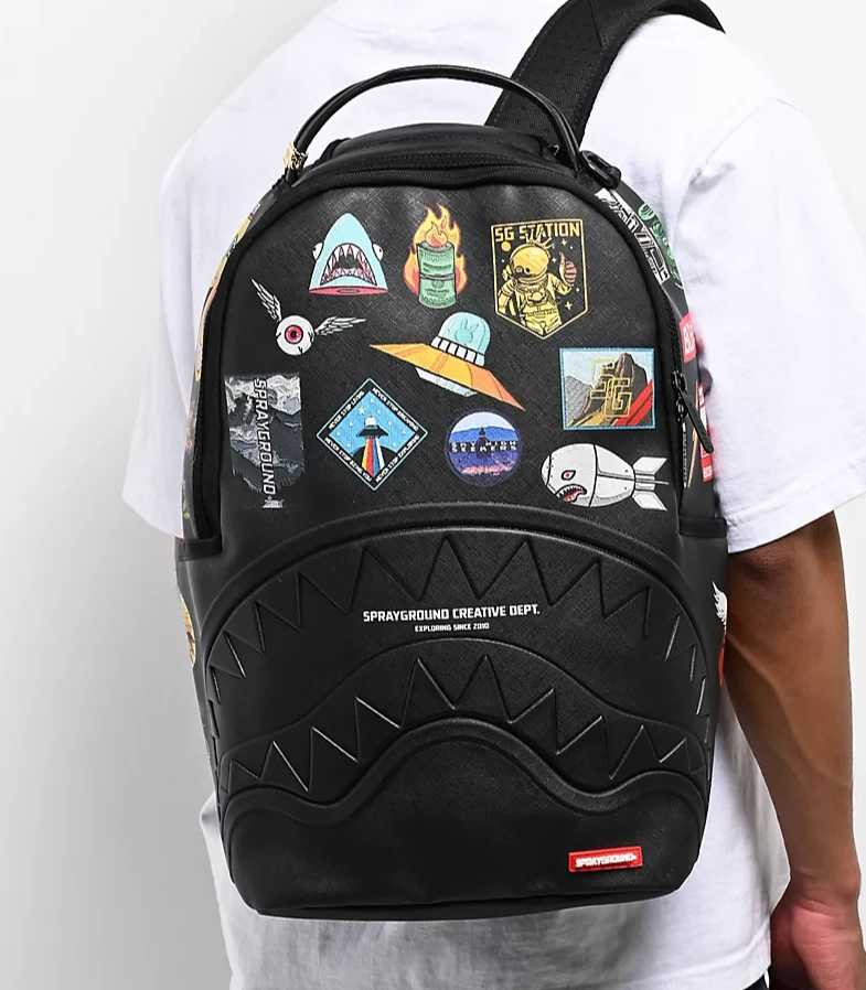 Sprayground Cargo Patches Backpack🔥New Black Bookbag Large School