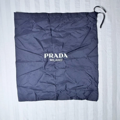 Prada Milano Sac à Cordon Nylon Noir Sac à Poussière Rangement 16” x 17,5”