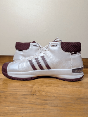 Adidas TS Pro Model Basketball Shoes Men’s Size 19 White Maroon Rare EUC Adidas TS Pro Model Basketball Shoes Men main image 3