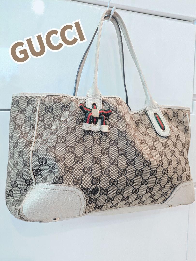 GUCCI GG Canvas Tote Bag Shelley Line A4 Size Japan Import