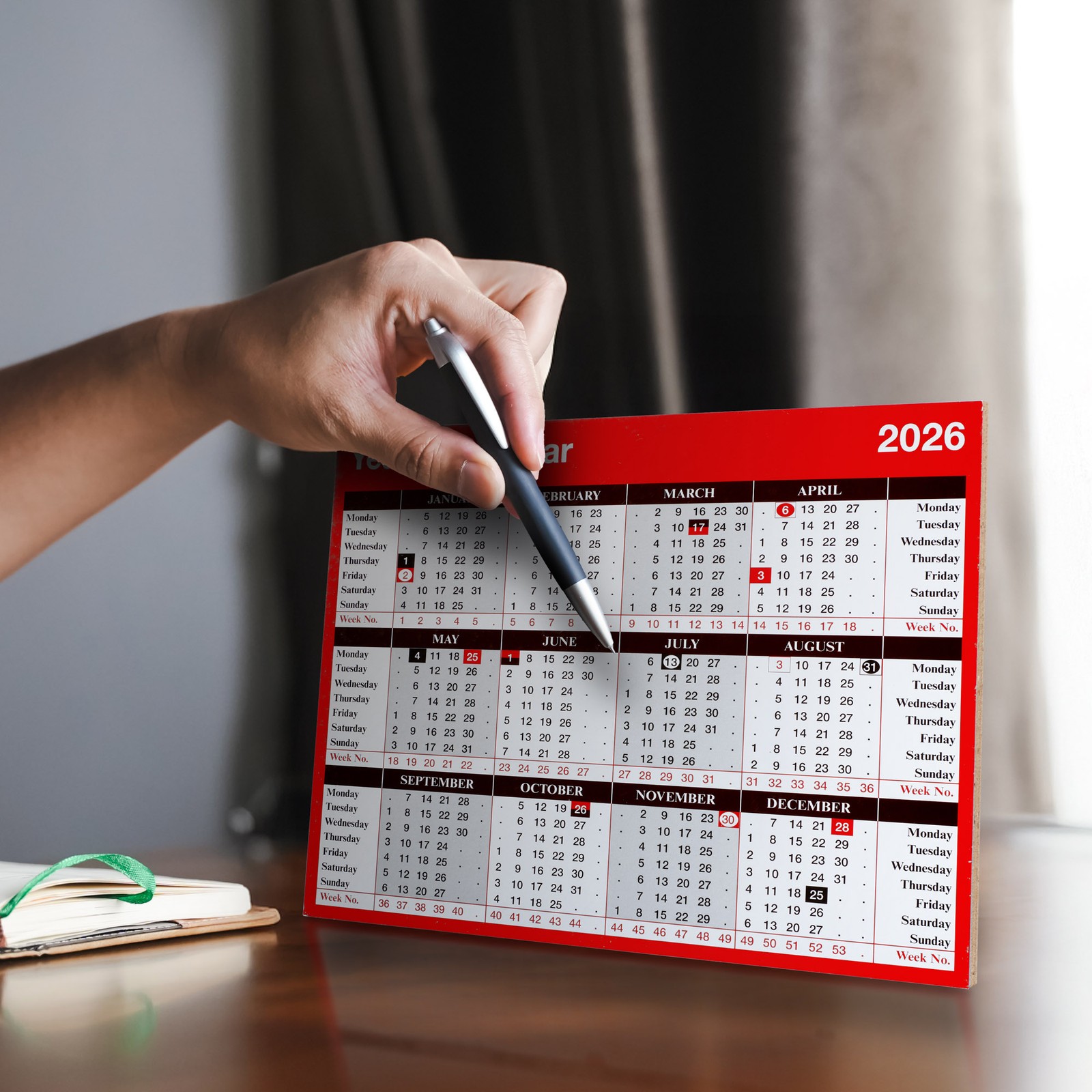 Yearly Desktop Calendar Free Standing Planner YC1 250mm x 205mm 2026 ...
