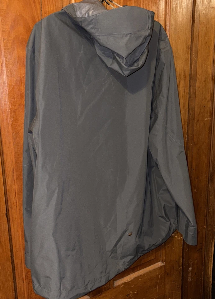 Lands End Mens Oeko-Tex Rain Jacket Hooded | Sz 3XL 50-52 Charcoal Gray - Image 4 of 4
