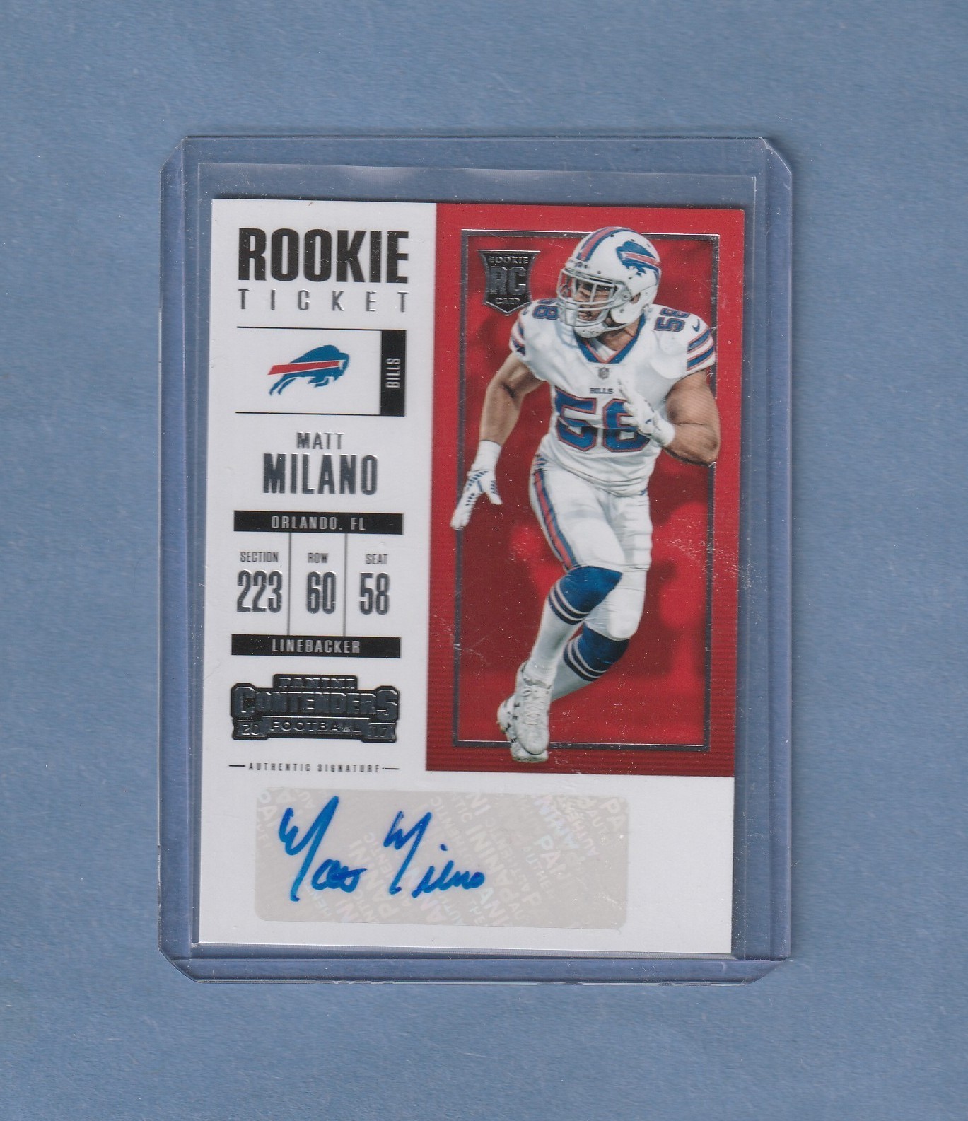 MATT MILANO 2017 PANINI CONTENDERS #225 ROOKIE RC ROOKIE TICKET AUTO BILLS