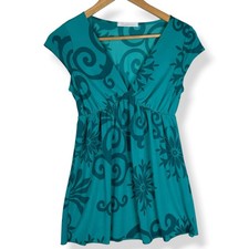 Y2K Charlotte Russe Floral Scroll Print Top Size Medium Babydoll Whimsy USA Made