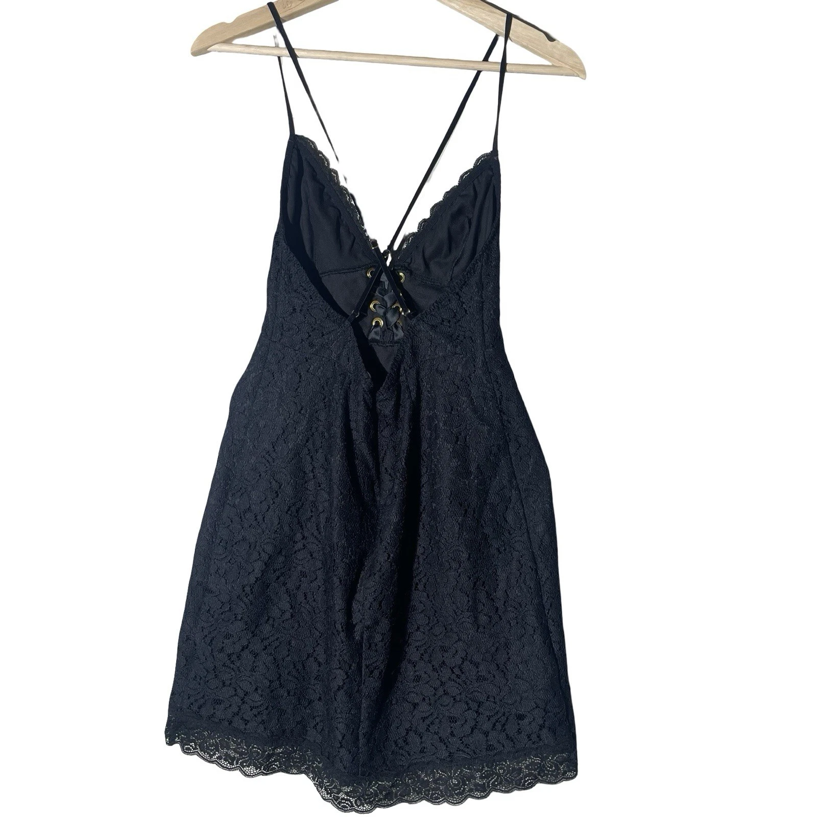 UNDERCOVER Abito Lingerie Victoria's Secret Nero Pizzo Floreale Vita Impero Small