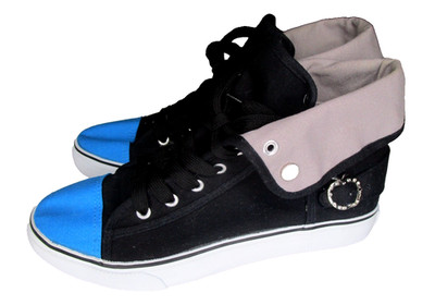 VTG Y2K Apple Bottoms Elden Hi Top Sneakers Women's SZ 9~Black/Blue W/Bling Logo